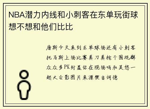 NBA潜力内线和小刺客在东单玩街球 想不想和他们比比